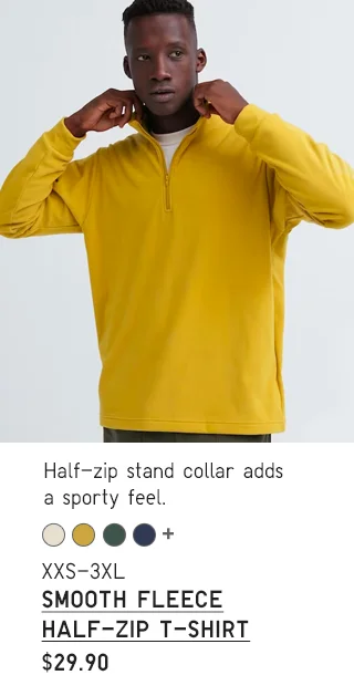 PDP2 - MEN SMOOTH FLEECE HALF ZIP T-SHIRT