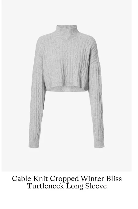 CABLE KNIT CROPPED WINTER BLISS TURTLENECK LONG SLEEVE