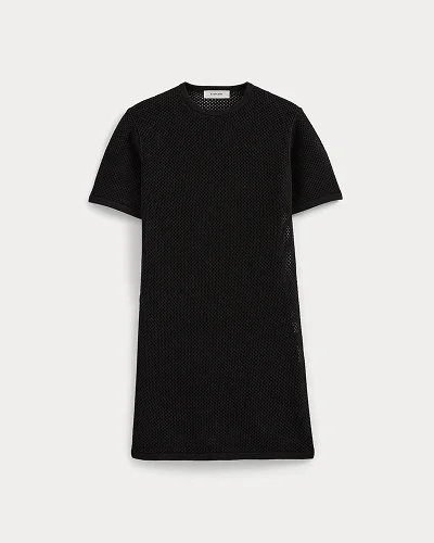 Image | Mesh Knit Short Sleeve Dress | Black