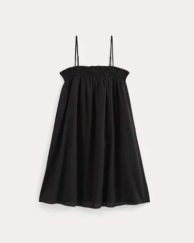 Image | Gauze Smocked Dress | Black