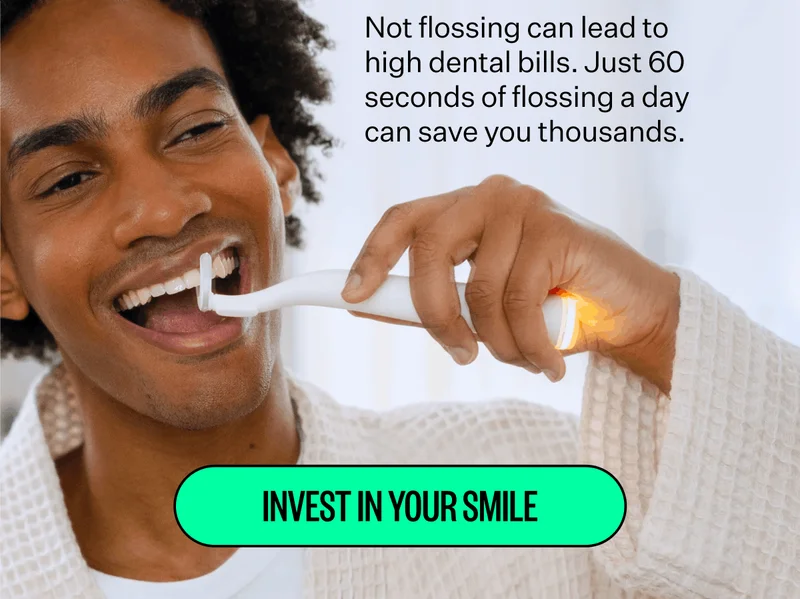 Not flossing can lead to high dental bills. Just 60 seconds of flossing a day can save you thousands. | Invest In Your Smile