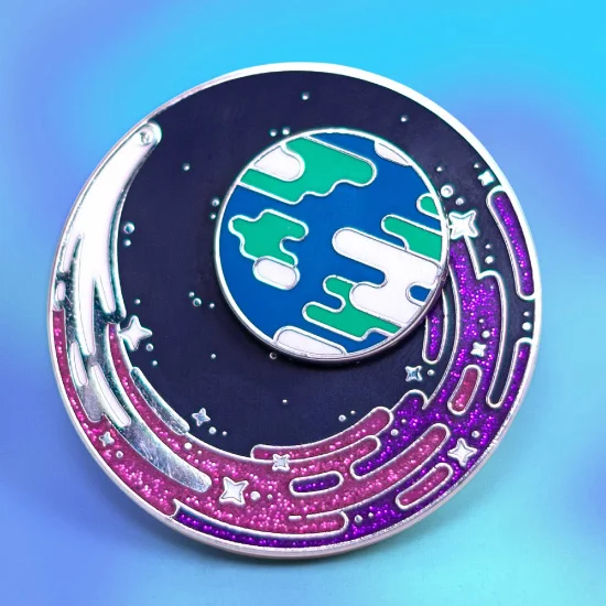 Close Up of the Sparkling Visiting Comet Pin