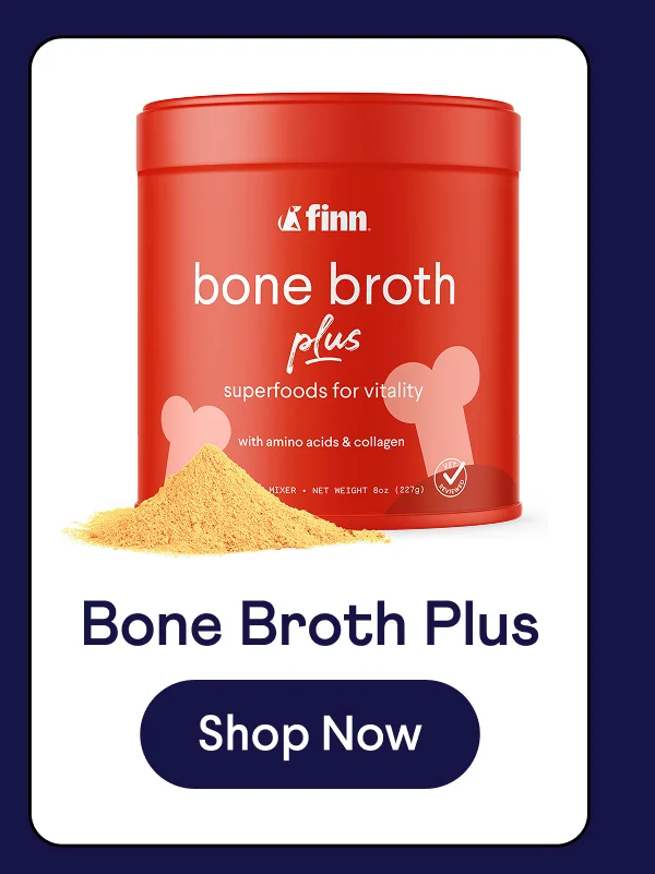 Finn Bone Broth Plus powdered meal topper with superfoods for vitality