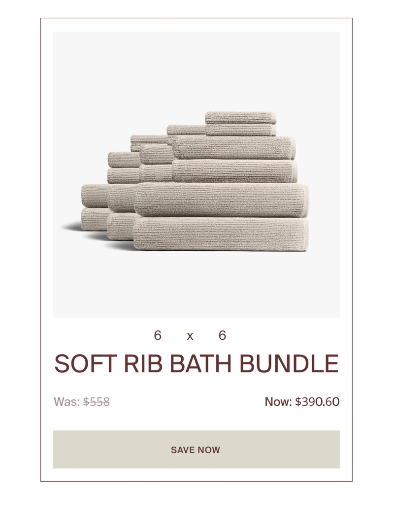 Save $167 on the 6x6 Soft Rib Bath Bundle
