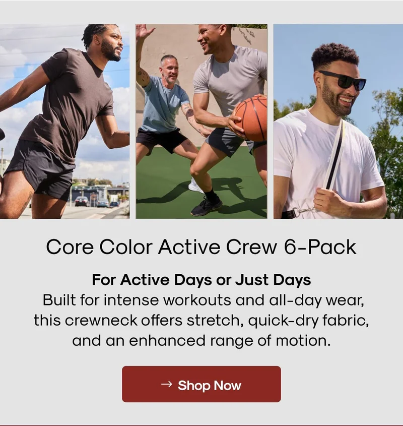 Core Color Active Crew 6-Pack