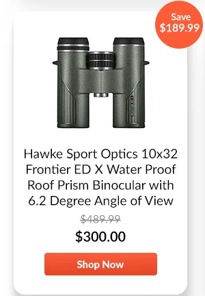 Hawke Sport Optics 10x32 Frontier ED X Water Proof Roof Prism Binocular with 6.2 Degree Angle of View