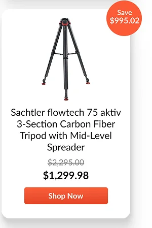 Sachtler flowtech 75 aktiv 3-Section Carbon Fiber Tripod with Mid-Level Spreader