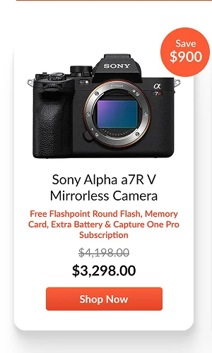 Sony Alpha a7R V Mirrorless Camera  Free Flashpoint Round Flash, Memory Card, Extra Battery & Capture One Pro Subscription