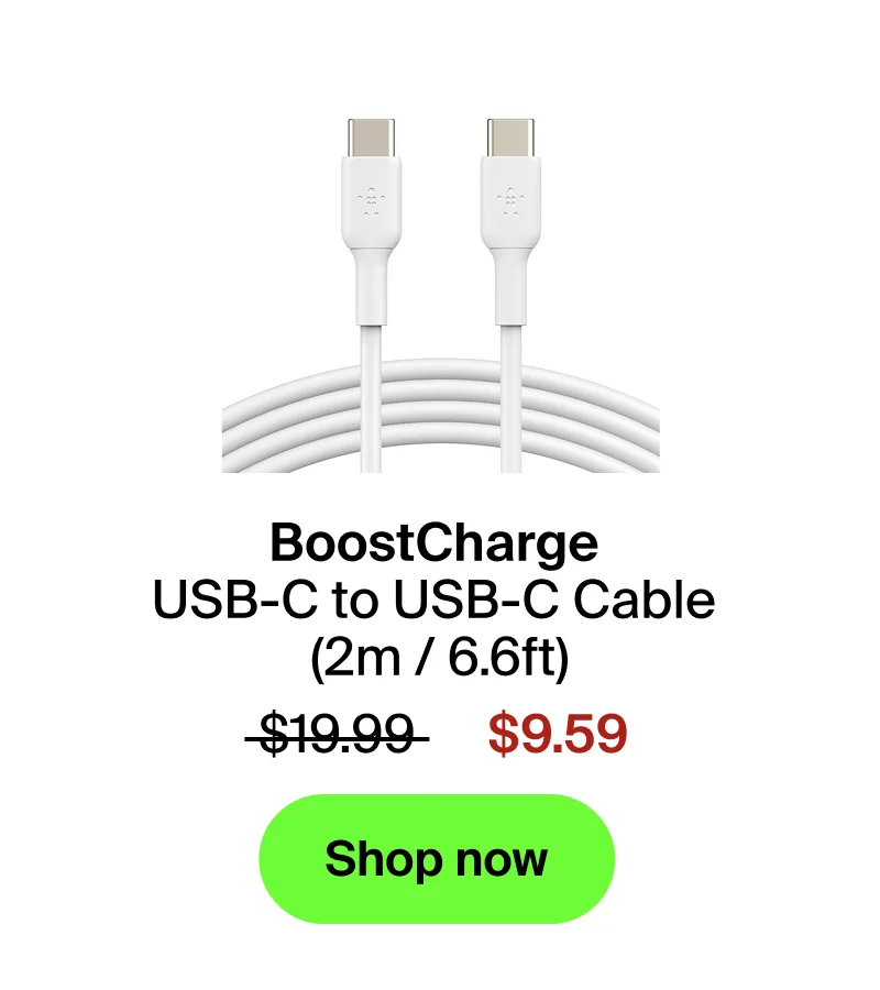 BoostCharge USB-C to USB-C Cable, 1m / 3.3 ft. in White