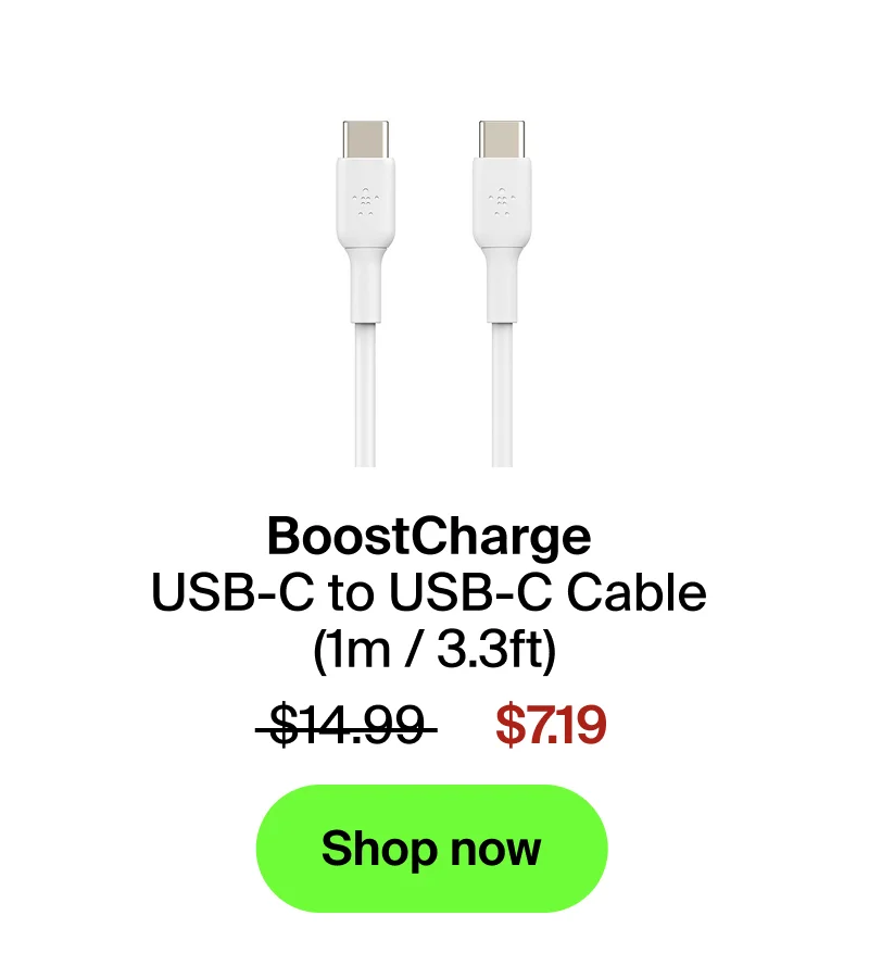 BoostCharge USB-C to USB-C Cable, 1m / 3.3 ft. in White