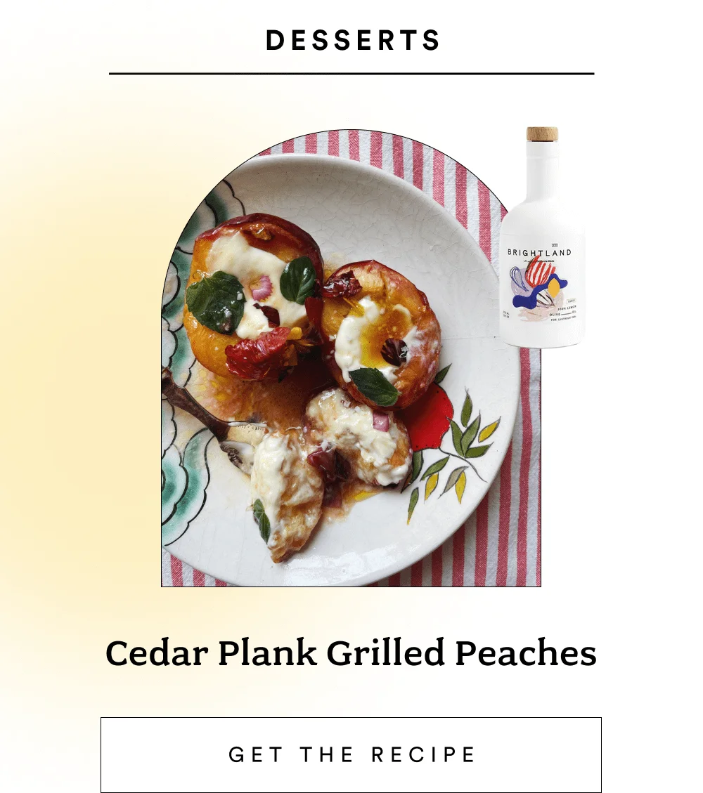 Cedar Plank Grilled Peaches [ Get the Recipe ]