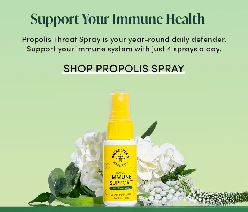 ✔️ Support Your Immune Health   Propolis Throat Spray is your year-round daily defender. Support your immune system with just 4 sprays a day.