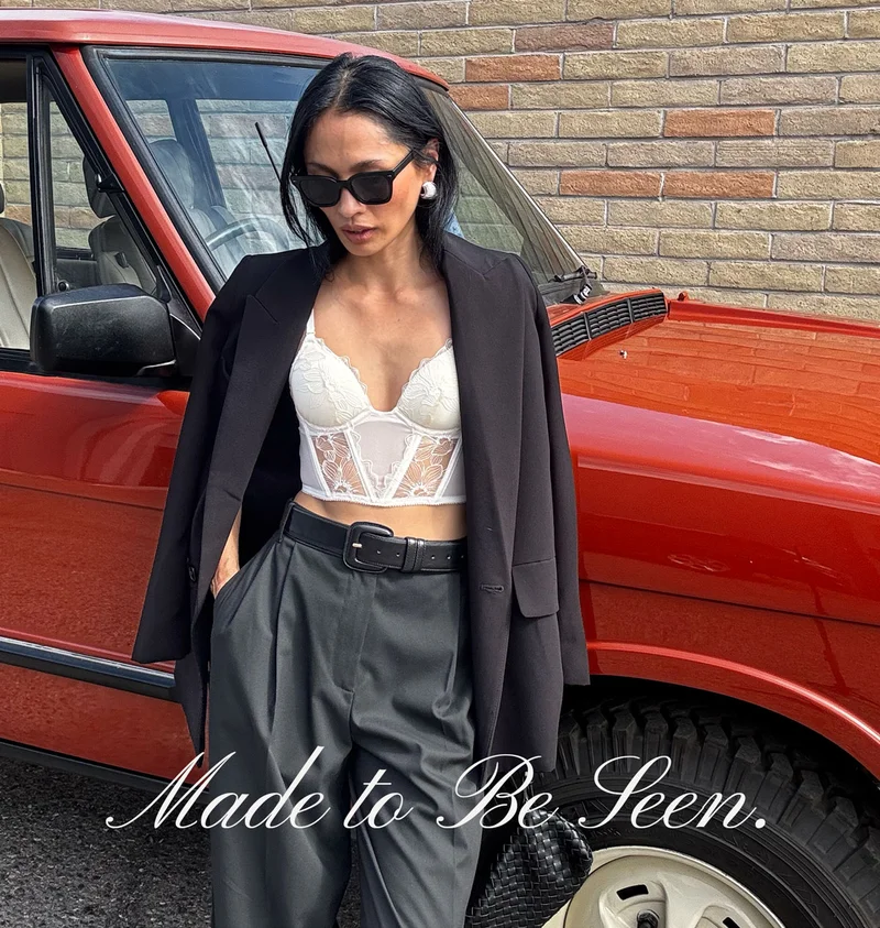 Made to Be Seen. Jade wears the Embroidery Lift Up Corset in Ecru.