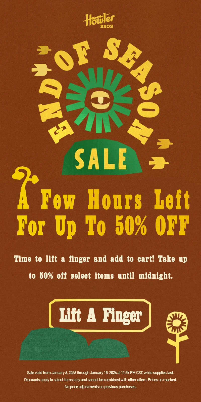 Time to lift a finger and add to cart! Take up to 50% off select items until midnight.