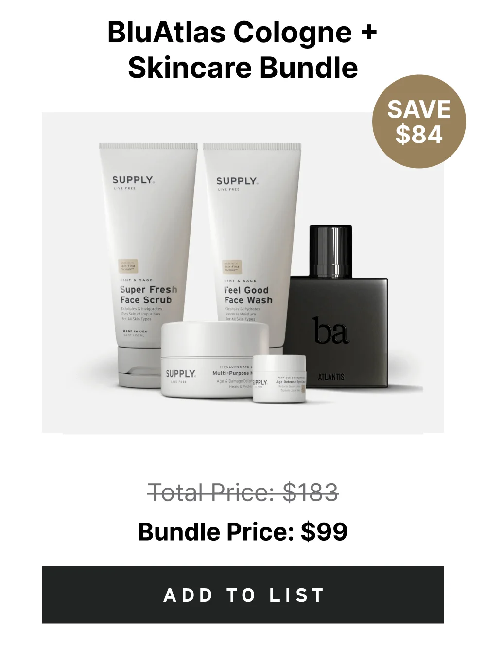 Blu Atlas Cologne + Skincare Bundle