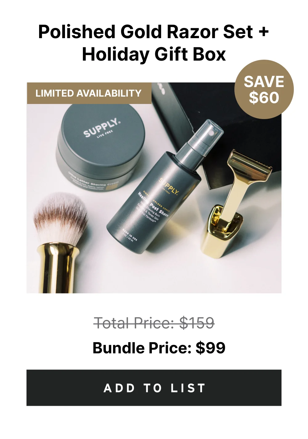 Polished Gold Razor Set + Holiday Gift Box [ Add to Cart ]