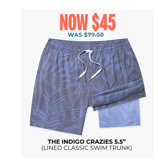 Lined Classic Swim Trunk: The Indigo Crazies 5.5"