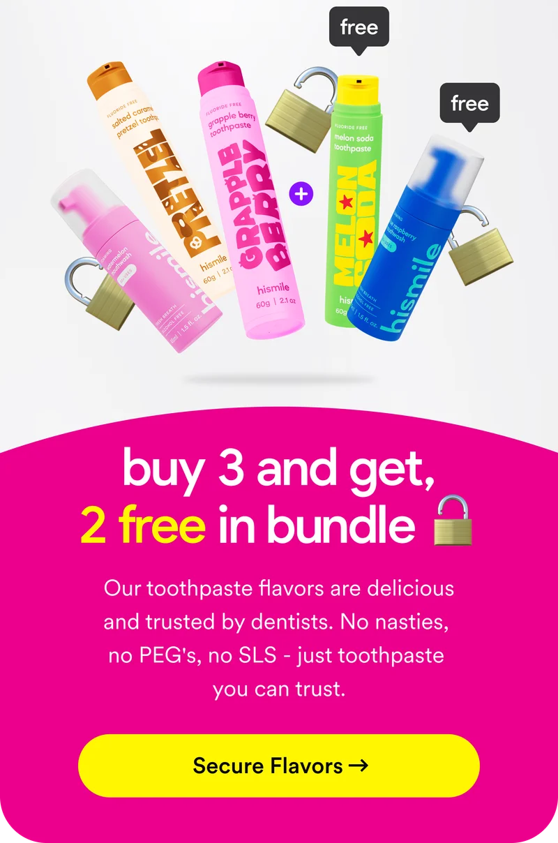 Buy 3 and get, 2 free in bundle. Our toothpaste flavours are delicious and trusted by dentists. No nasties, no PEG's, no SLS - just toothpaste you can trust. Secure flavours.