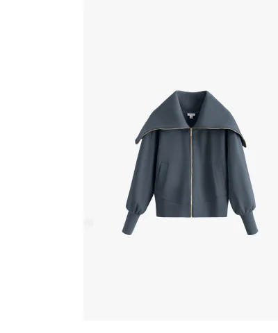 Fleece Oversized Collar Sweatshirt Storm