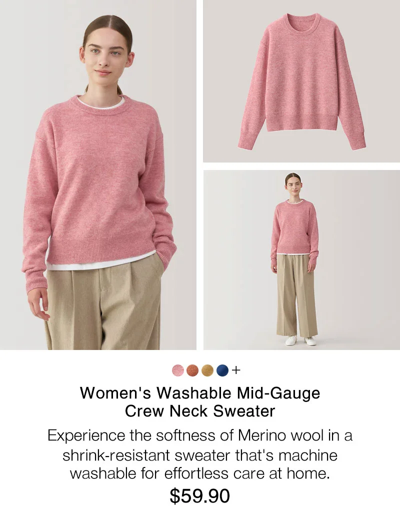 Shop Women's Washable Mid-Gauge Crew Neck Sweater