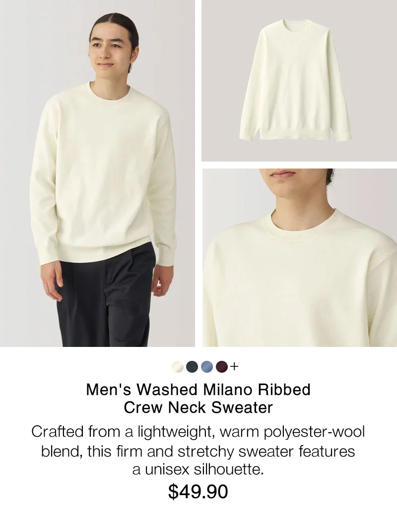 Shop Men's Washed Milano Ribbed Crew Neck Sweater