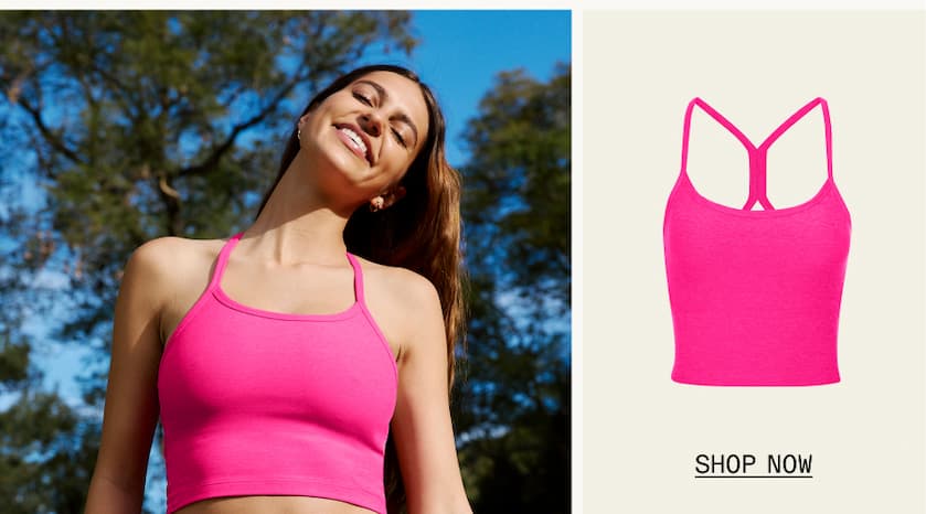 Spacedye Slim Racerback Cropped Tank in Pink Glow Heather
