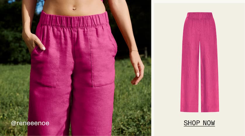 SoftWash Linen Easy Wide Leg Pant 31" in Pink Glow