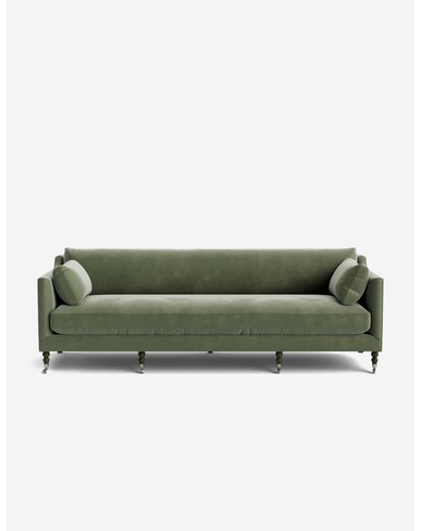 Fabienne Sofa - Moss Luxe Velvet / 100"W / Chocolate and Pewter
