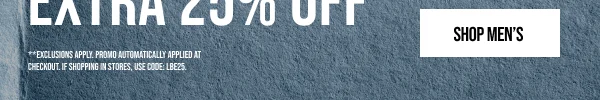 Extra 25% off Shop Men's