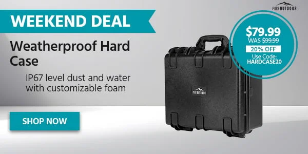 Weekend Deal: Pure Outdoor Weatherproof Hard Case. IP67 Level Dust And Water With Customizable Foam. $79.99 Was $99.99. 20% Off. Use Code: HARDCASE20. Shop Now.
