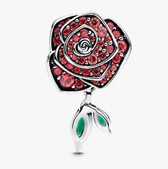 Sparkling Rose in Bloom Charm