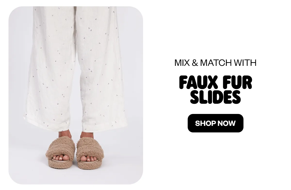 Mix & match with faux fur slides