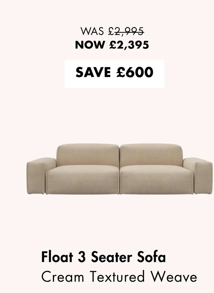 Float 3 Seater Sofa - Cream Textured Weave