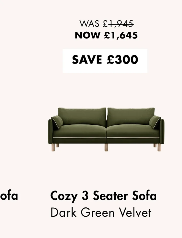 Cozy 3 Seater - Dark Green Velvet