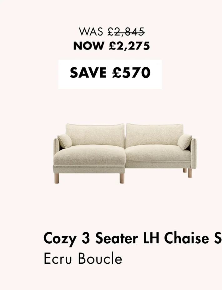 Cozy 3 Seater LH Chaise - Ecru Boucle