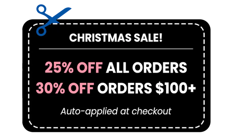 Shop the Christmas Sale. 25% off everything, 30% off orders $100+. Auto-applied at checkout.