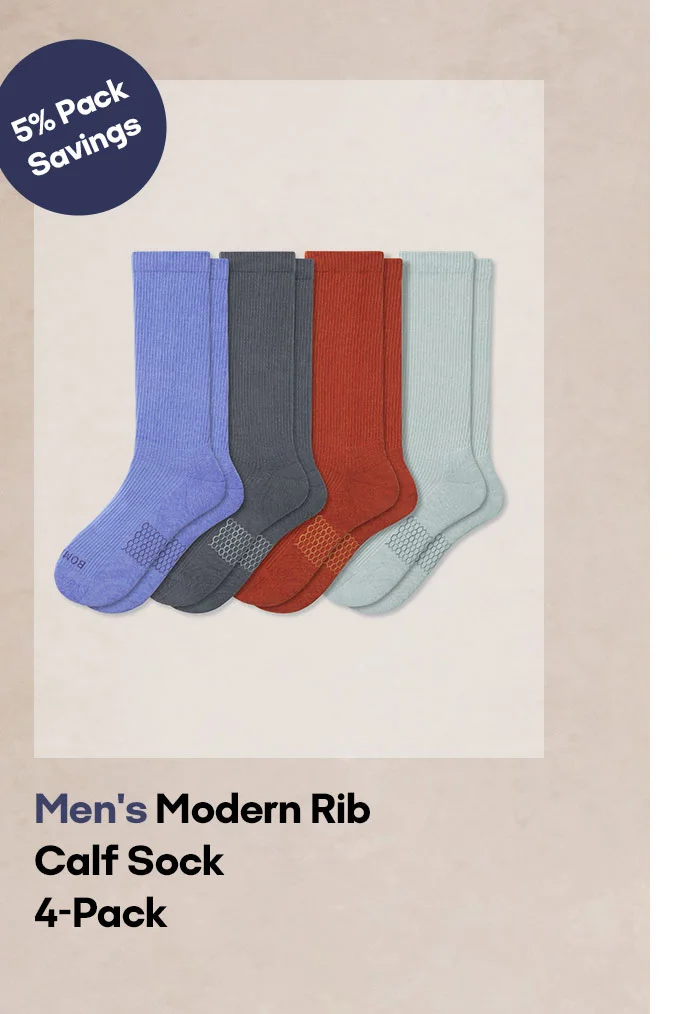 5% Pack Savings | Men's Modern Rib Calf Sock 4-Pack