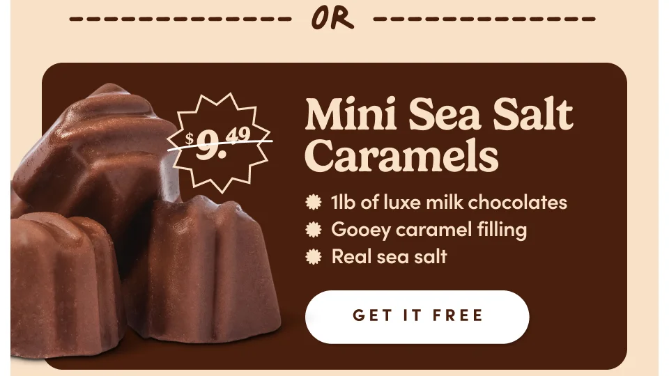 OR Mini Sea Salt Caramels | 1lb of luxe milk chocolates | Gooey caramel filling | Real Sea Salt; Get it free