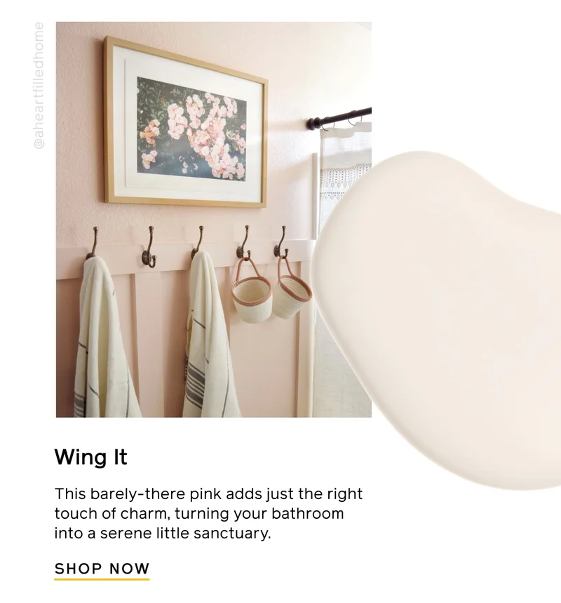 Wing It. This barely-there pink adds just the right touch of charm, turning your bathroom into a serene little sanctuary. SHOP NOW