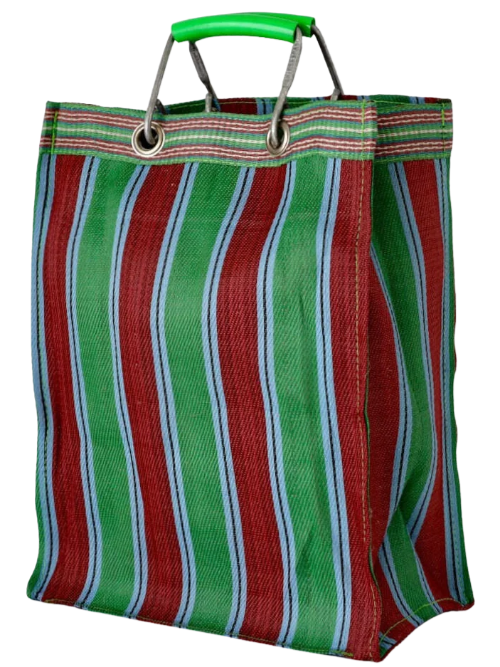 Image of Stripe Tote Bag Rectangle D15 - Green x Red