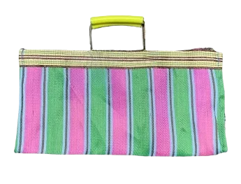 Image of Stripe Tote Bag Wide - Green x Pink