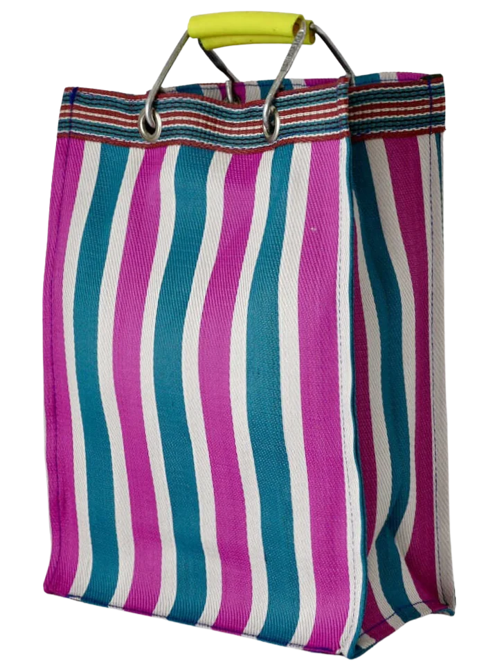 Image of Stripe Tote Bag Rectangle D30 - Green x Pink