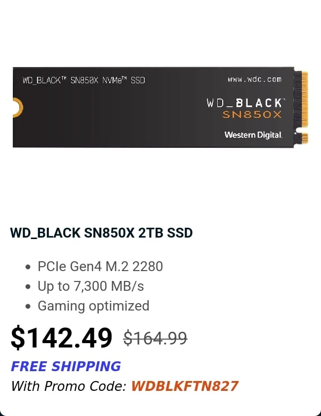 WD_BLACK SN850X 2TB SSD