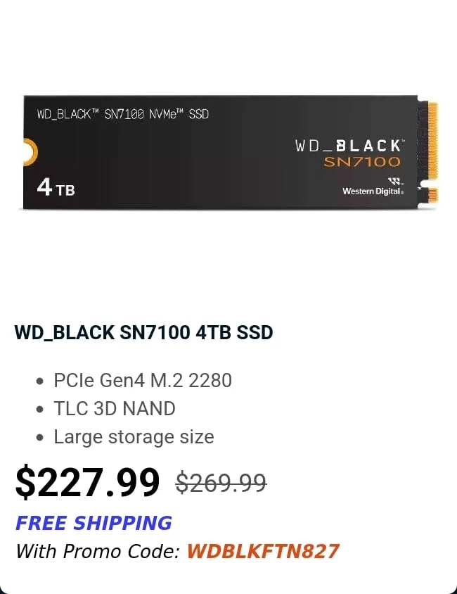 WD_BLACK SN7100 4TB SSD
