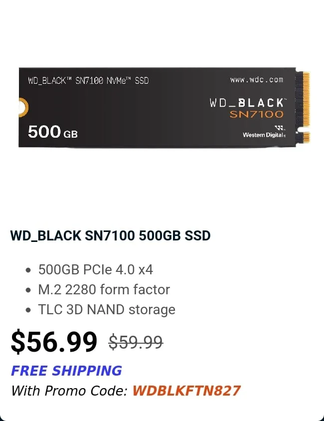 WD_BLACK SN7100 500GB SSD