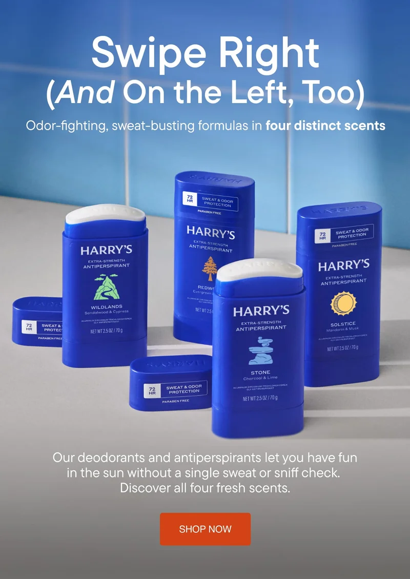 Odor & sweat busting formulas in four distinct scents