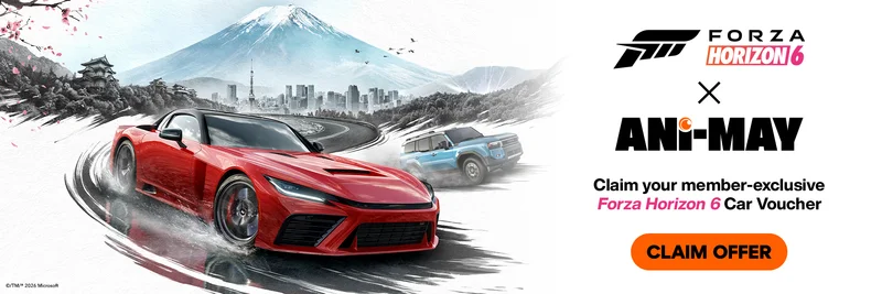 Forza Horizon 6 x Ani-May. Claim your member-exclusive Forza Horizon 6 Car Voucher