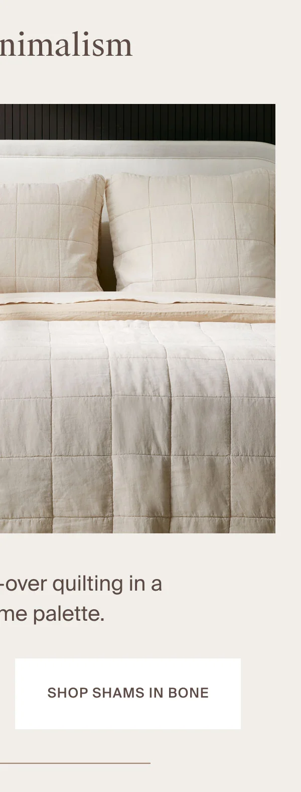 Linen Box Quilted Shams in Bone