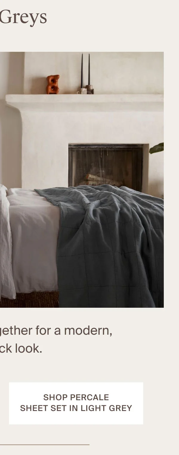 Percale Sheet Set in Light Grey