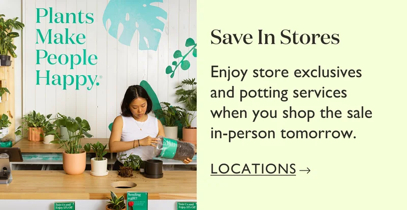 Save In Stores: Enjoy store exclusives and potting services when you shop the sale in-person tomorrow.
